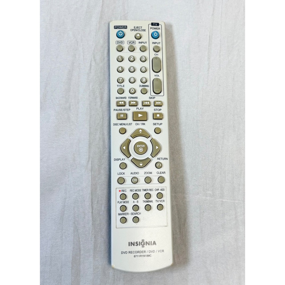 Insignia DVD Recorder DVD VCR Remote Control 6711R1N189C Gray genuine oem tested